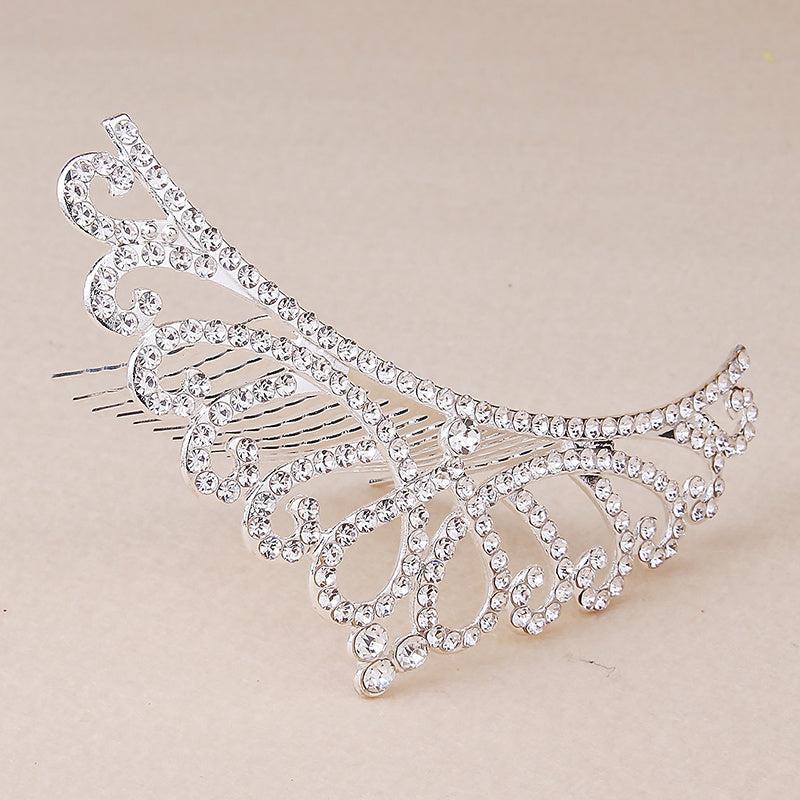 Mini Princess Crown Comb Rhinestone Hair Comb Faux Pearl Headwear