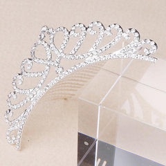 Mini Princess Crown Comb Rhinestone Hair Comb Faux Pearl Headwear