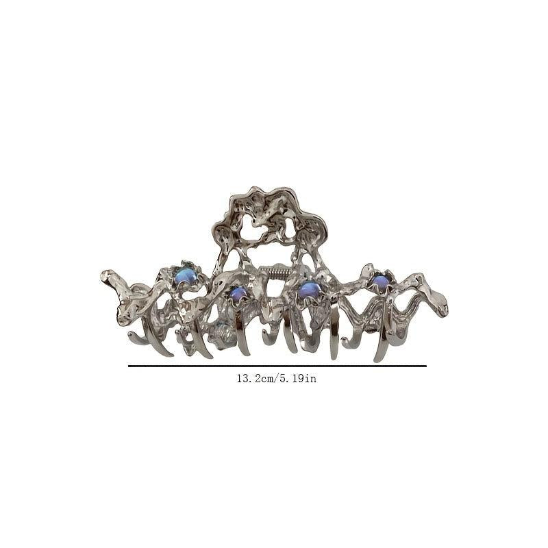 Vintage Rhinestone Hair Claw Clip Silver Hair Claws