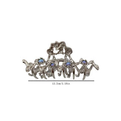 Vintage Rhinestone Hair Claw Clip Silver Hair Claws