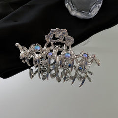 Vintage Rhinestone Hair Claw Clip Silver Hair Claws