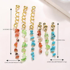 Colorful Stone Pendant Hair Clips, Crystal Jewelry Dreadlock Accessories