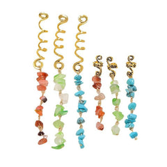 Colorful Stone Pendant Hair Clips, Crystal Jewelry Dreadlock Accessories