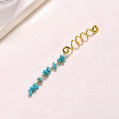 Colorful Stone Pendant Hair Clips, Crystal Jewelry Dreadlock Accessories
