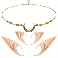 Elf Ears & Moon Head Chain Set for Cosplay Props