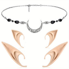 Elf Ears & Moon Head Chain Set for Cosplay Props