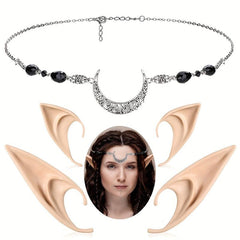 Elf Ears & Moon Head Chain Set for Cosplay Props