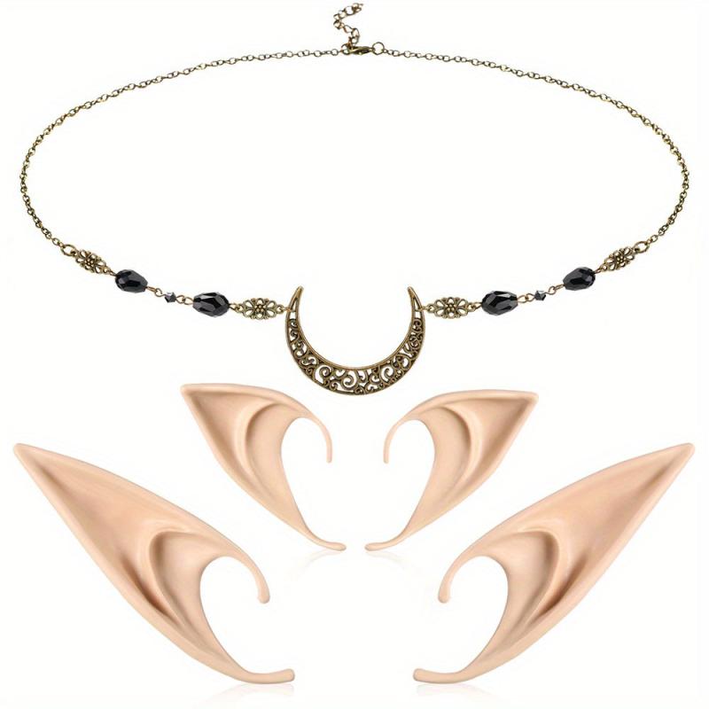 Elf Ears & Moon Head Chain Set for Cosplay Props