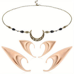 Elf Ears & Moon Head Chain Set for Cosplay Props
