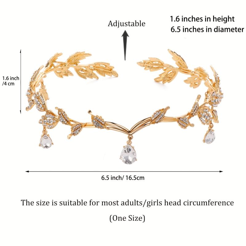 Golden Leaf Headband Rhinestone Hair Hoop Vintage Accessories