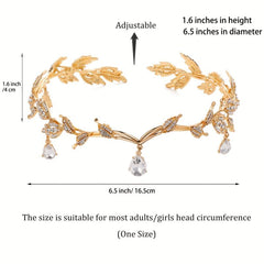 Golden Leaf Headband Rhinestone Hair Hoop Vintage Accessories