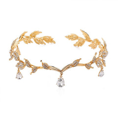 Golden Leaf Headband Rhinestone Hair Hoop Vintage Accessories