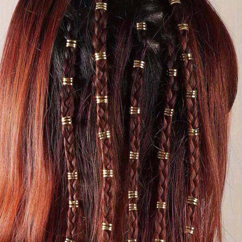 100PCS Viking Hair Beads Spiral Coils Dreadlock Braids Rings Clips Metal Cuffs