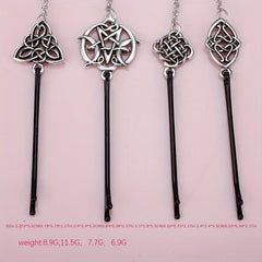 Viking Runes Hairpin Hair Clip With Metal Chain Vintage Hair Pin