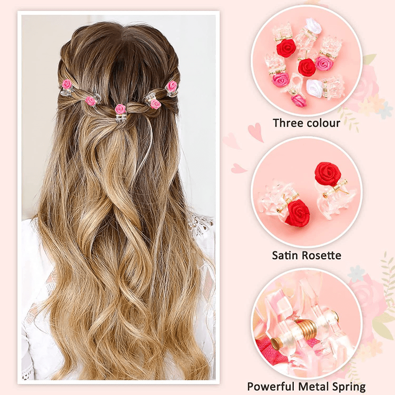 Mini Rose Decor Hair Claw Wedding Hairstyle Tool Women Girls Hair Accessories