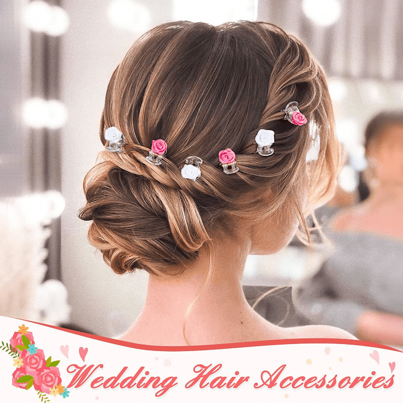 Mini Rose Decor Hair Claw Wedding Hairstyle Tool Women Girls Hair Accessories