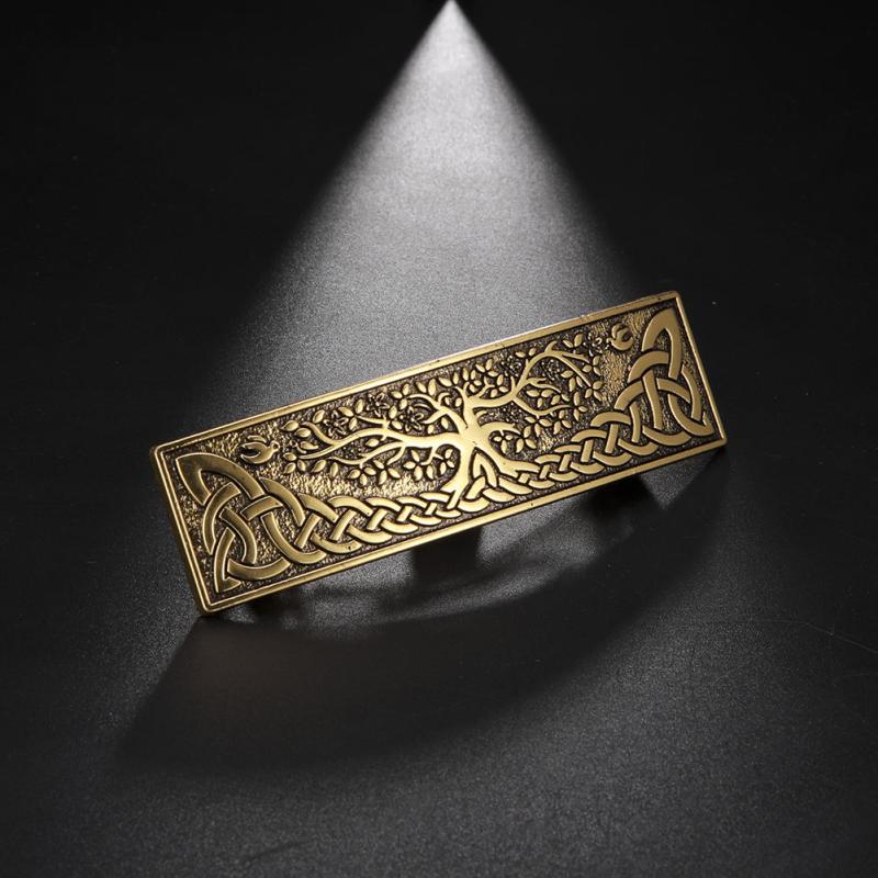 Golden Tree Pattern Hair Clip Viking Style Hair Accessories Vintage Celtic Style