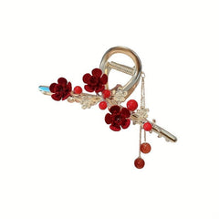 Rose Decor Hair Claw Large Shark Claw Ponytail Holder
