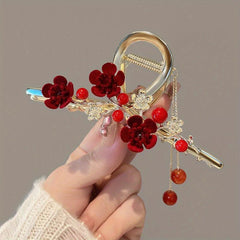Rose Decor Hair Claw Large Shark Claw Ponytail Holder
