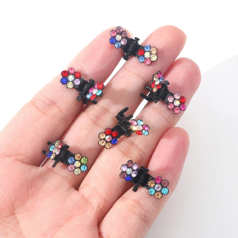 12pcs Mini Hair Claw Clips Non Slip Glitter Rhinestone Flower Claw Clip