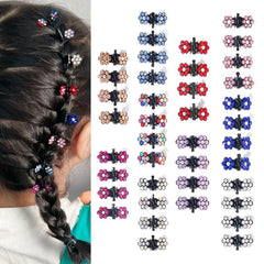 12pcs Mini Hair Claw Clips Non Slip Glitter Rhinestone Flower Claw Clip