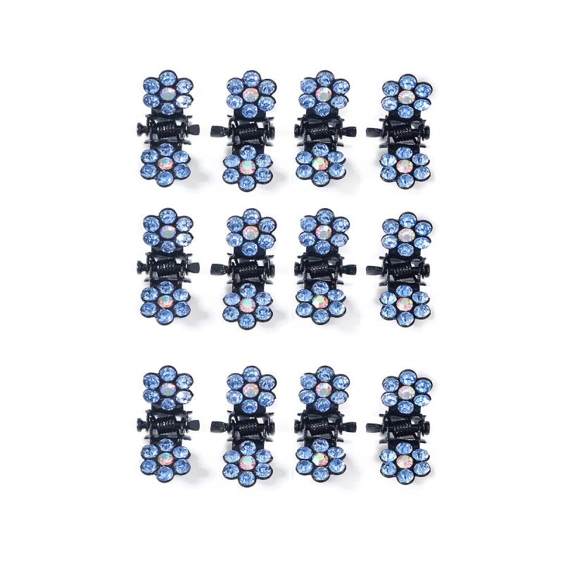 12pcs Mini Hair Claw Clips Non Slip Glitter Rhinestone Flower Claw Clip