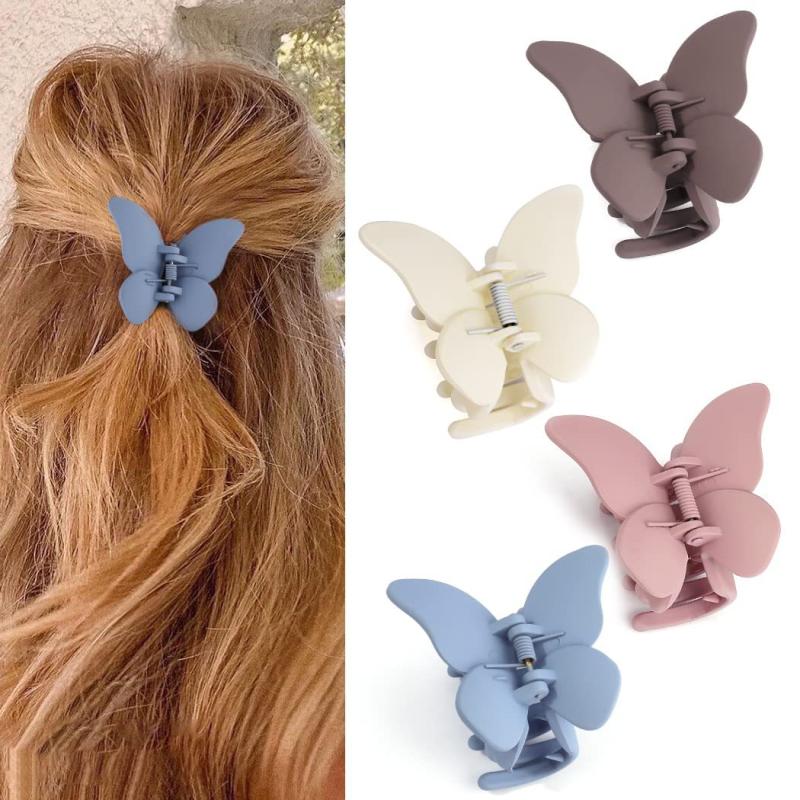 4pcs Matte Butterfly Hair Clips For Women Hair Claw Accessories