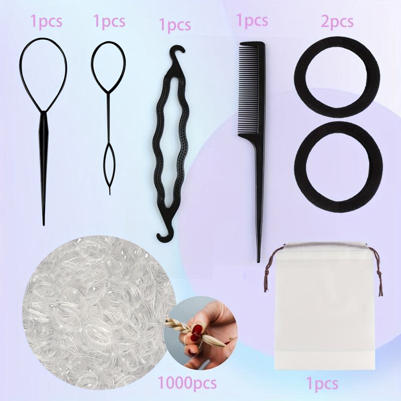 1000pcs Micro Rubber Bands Mini Hair Ties Toddler Comb Jumbo Seamless Hair Ties