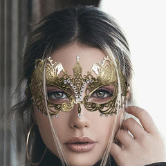 Gold Metal Half Face Masquerade Mask for Carnival Party