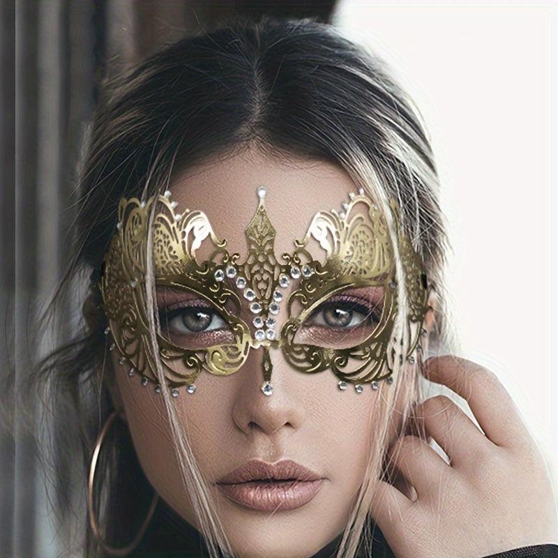Gold Metal Half Face Masquerade Mask for Carnival Party