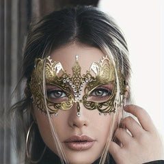 Gold Metal Half Face Masquerade Mask for Carnival Party