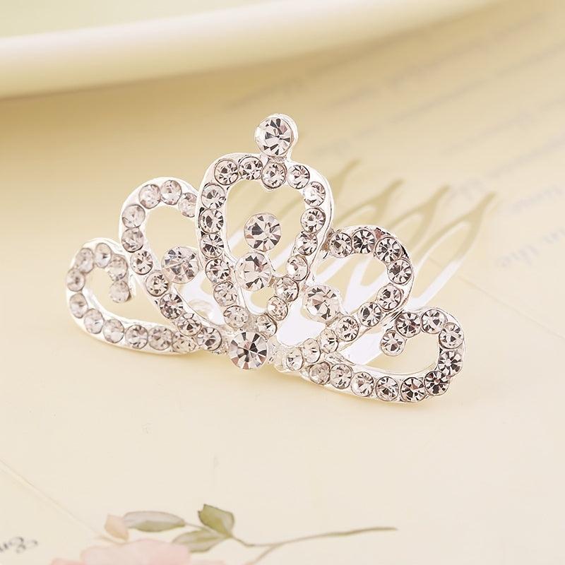 Mini Rhinestone Tiara Comb Silvery Crystal Crown Costume Birthday Crowns Hairpi