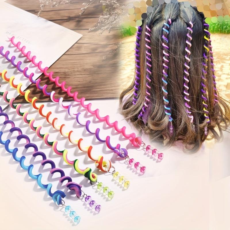 6pcs Rainbow Hair Twister Clip with Crystal Beads Hair Accessories