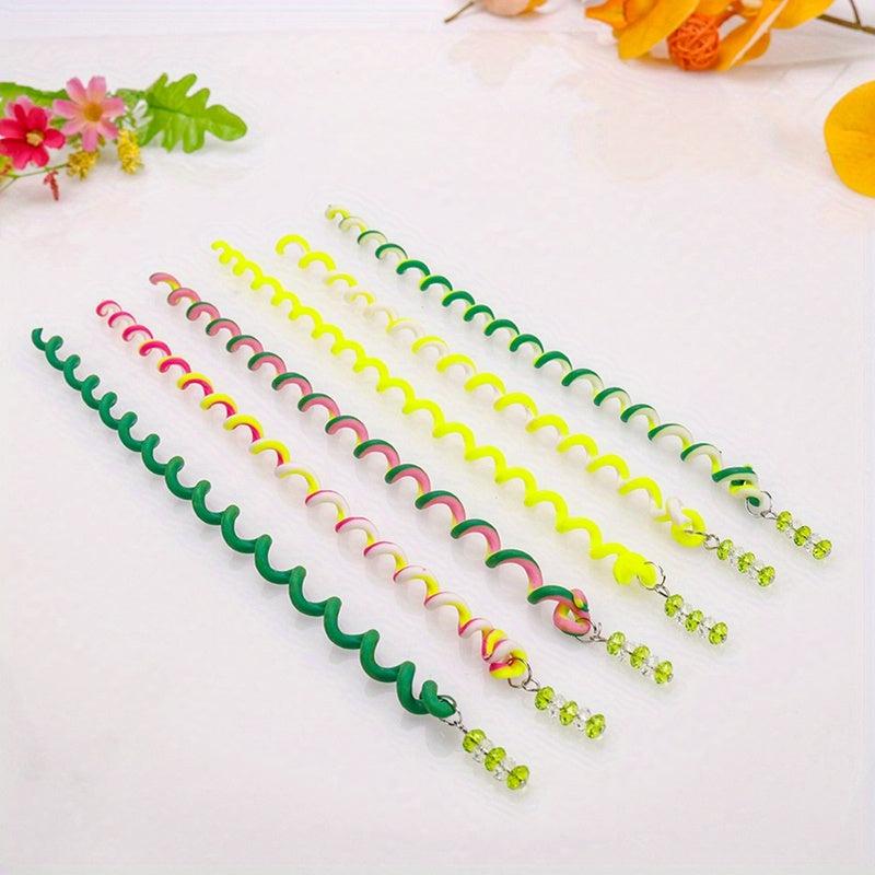 6pcs Rainbow Hair Twister Clip with Crystal Beads Hair Accessories