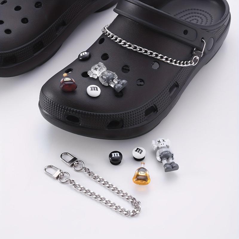 10pcs Mini Drink Bottle Shoe Charm Chain Clogs Buckle Sandal Slipper