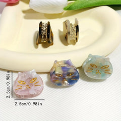 5pcs Mini Cat Shape Hair Claw Acetate Ponytail Holder Hair Accessories