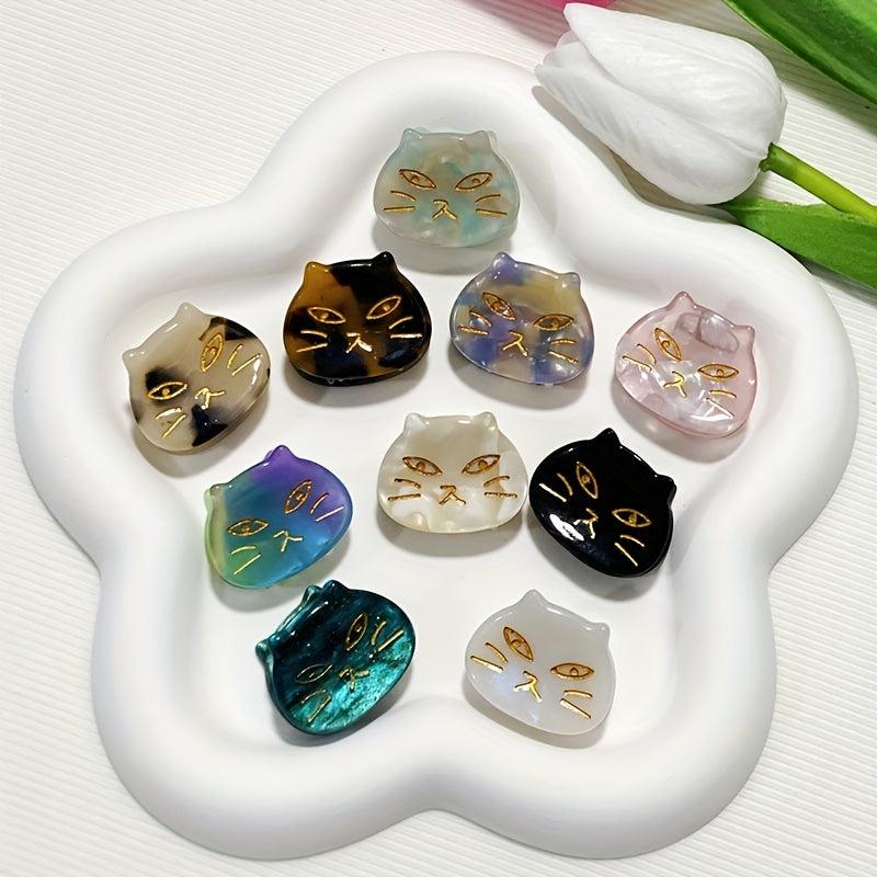 5pcs Mini Cat Shape Hair Claw Acetate Ponytail Holder Hair Accessories