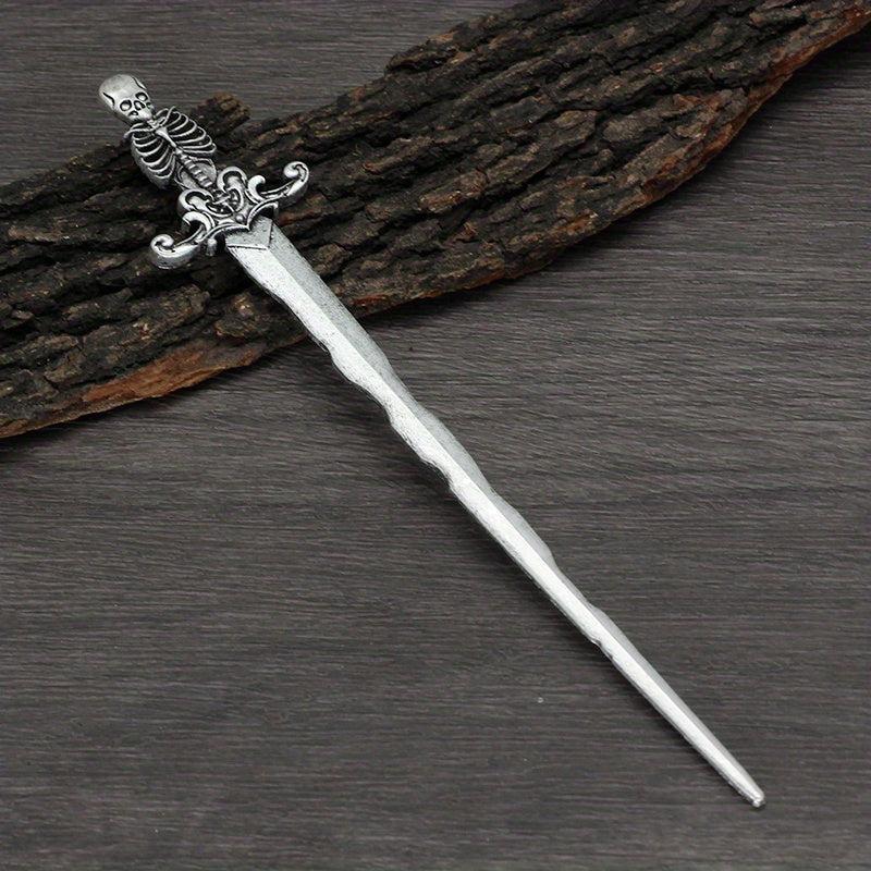 Viking Style Sword Hairpin Silvery Barrette Hair Stick