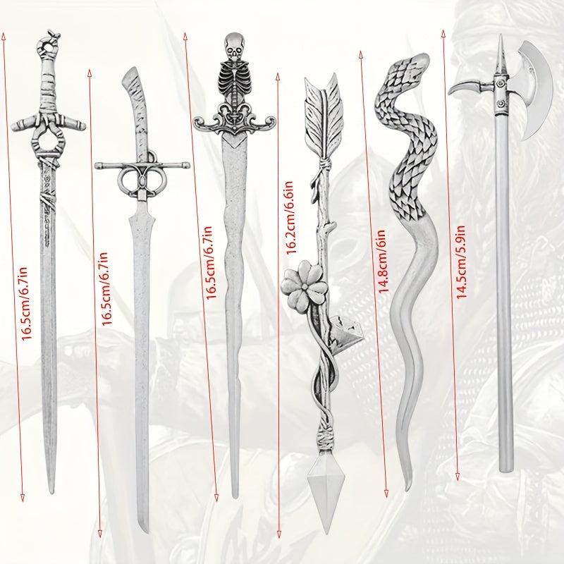 Viking Style Sword Hairpin Silvery Barrette Hair Stick