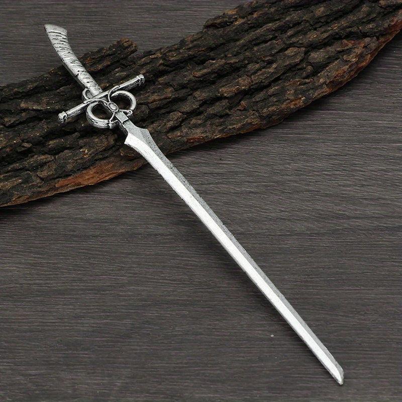 Viking Style Sword Hairpin Silvery Barrette Hair Stick