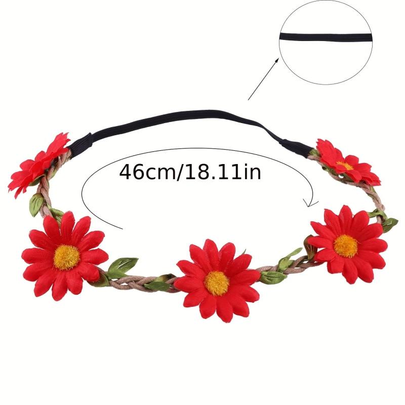5pcs Boho Stretchy Headband Daisy Hair Band for Party Beach Travel