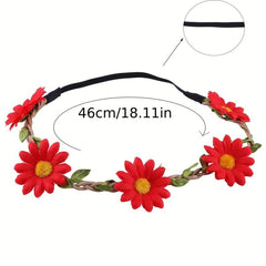 5pcs Boho Stretchy Headband Daisy Hair Band for Party Beach Travel