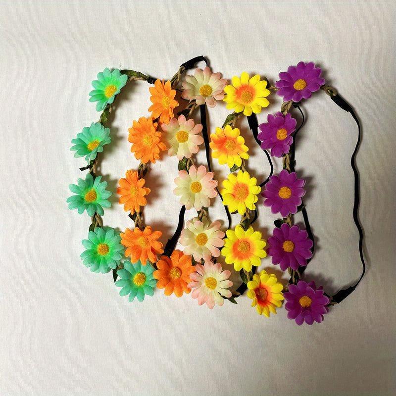 5pcs Boho Stretchy Headband Daisy Hair Band for Party Beach Travel
