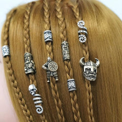 8 Pcs Viking Braids Hair Ring Beads Bracelet DIY Accessories