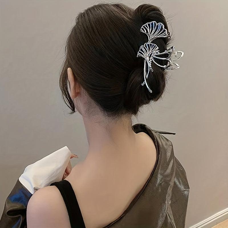 Lotus Leaf Shape Metal Hair Claw Back Head Clip Female Headdress