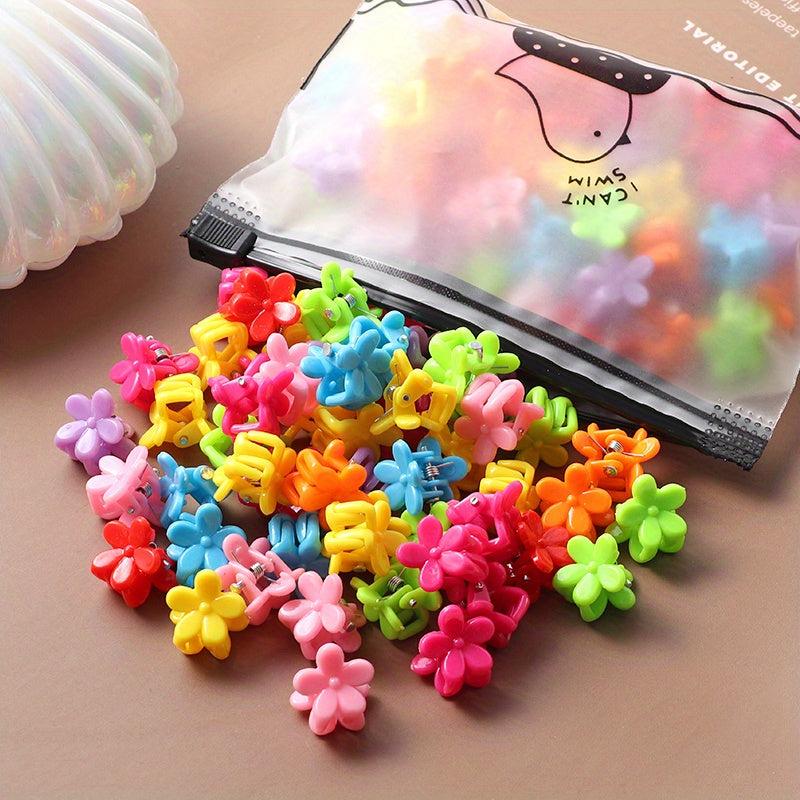 50pcs Mini Hair Claw Clip Flower Shape Non-slip Hair Claw for Women Girls Baby