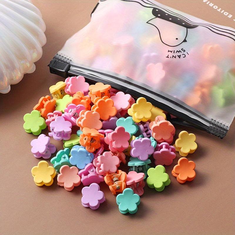 50pcs Mini Hair Claw Clip Flower Shape Non-slip Hair Claw for Women Girls Baby