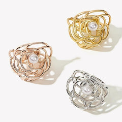 3pcs Mini Rose Flower Hair Claw Clips For Women Faux Pearl Small Hair Clip