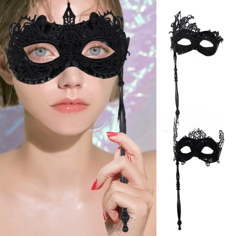 Lace Handheld Stick Mask for Halloween Masquerade Prom Party