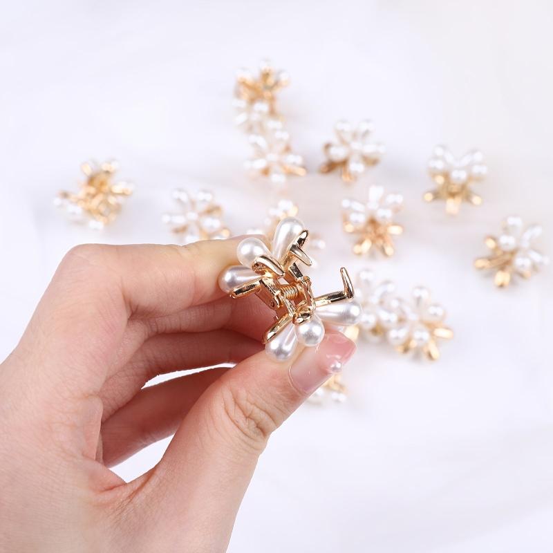5pcs Mini Pearl Hair Clips Bangs Flower Pearl Hair Clip